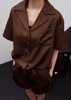 Inch Hadi Satin Shorts - Brown Vacation Edit 19 Inch Hadi Satin Shorts - Brown Vacation Edit