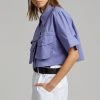 Beside You Ada Cropped Pocket Shirt - Purple