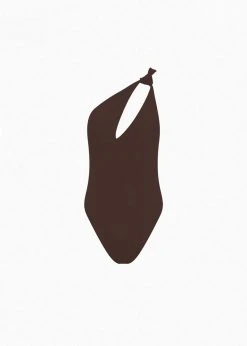 Aexae Knot One Piece Swimsuit - Brown CLOTHING