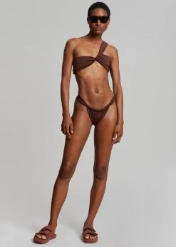 Aexae Ruched Swimsuit Bottoms - Brown
