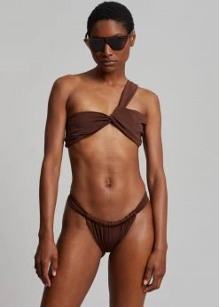 Aexae Ruched Swimsuit Bottoms - Brown