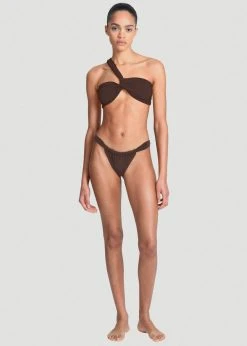 Aexae Ruched Swimsuit Bottoms - Brown