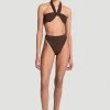 CLOTHING Aexae Triangle High Cut Swimsuit Bottoms - Brown