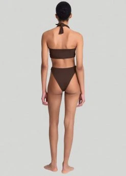 Aexae Wrap Tie Swim Top - Brown CLOTHING