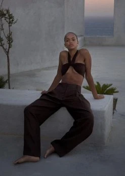 Aexae Wrap Tie Swim Top - Brown CLOTHING