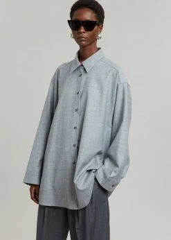 The Frankie Shop CLOTHING Alanis Button Down Shirt - Storm Grey