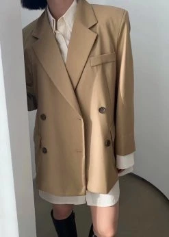 The Frankie Shop CLOTHING Amaga Layered Blazer - Beige