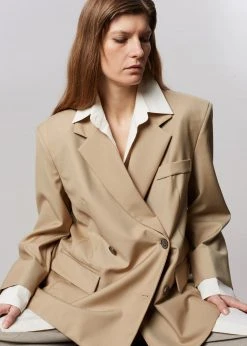 The Frankie Shop CLOTHING Amaga Layered Blazer - Beige