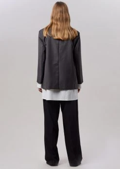 The Frankie Shop Amaga Layered Blazer - Charcoal CLOTHING