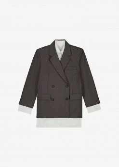 The Frankie Shop Amaga Layered Blazer - Charcoal CLOTHING