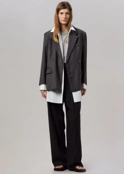 The Frankie Shop Amaga Layered Blazer - Charcoal CLOTHING