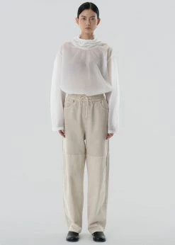 CLOTHING Amomento Drawstring Denim Pants - Beige