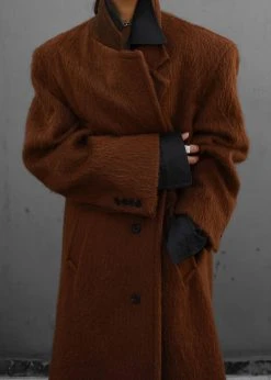 The Frankie Shop CLOTHING Anei Alpaca Coat - Tawney