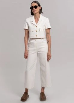 Blossom Anna Wide Denim Pants - Cream