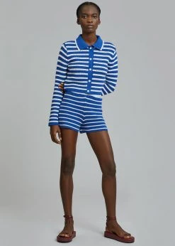 The Plan Aqua Knit Cardigan - Navy Stripe