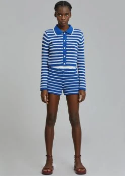 The Plan CLOTHING Aqua Knit Short - Navy Stripe 19 The Plan CLOTHING Aqua Knit Short - Navy Stripe