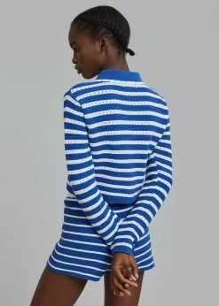 The Plan CLOTHING Aqua Knit Short - Navy Stripe 20 The Plan CLOTHING Aqua Knit Short - Navy Stripe