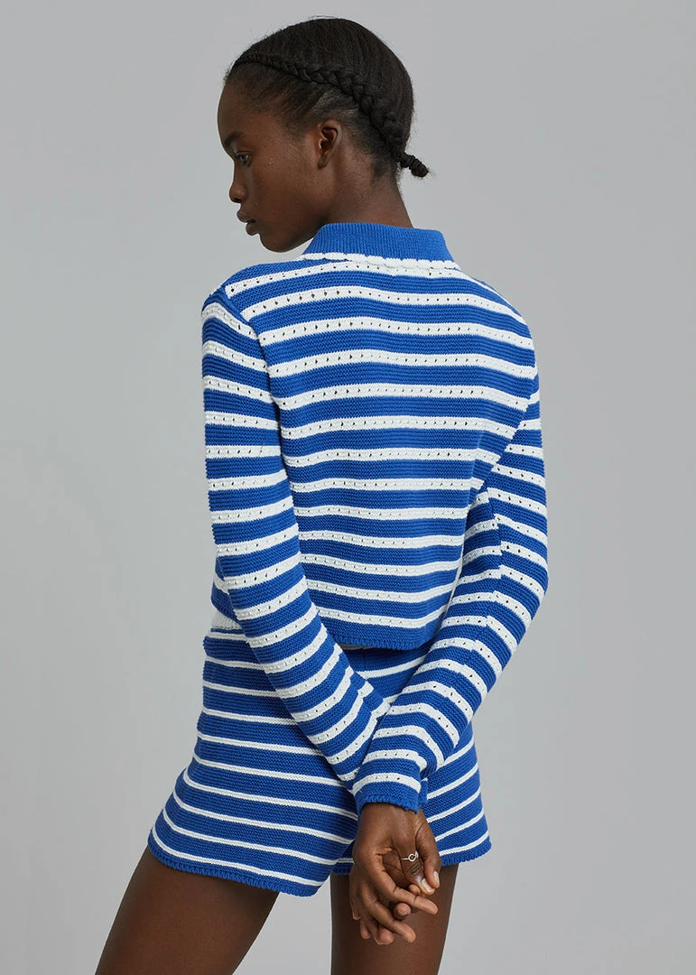 The Plan CLOTHING Aqua Knit Short - Navy Stripe 9 The Plan CLOTHING Aqua Knit Short - Navy Stripe