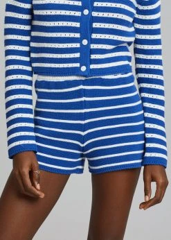 The Plan CLOTHING Aqua Knit Short - Navy Stripe