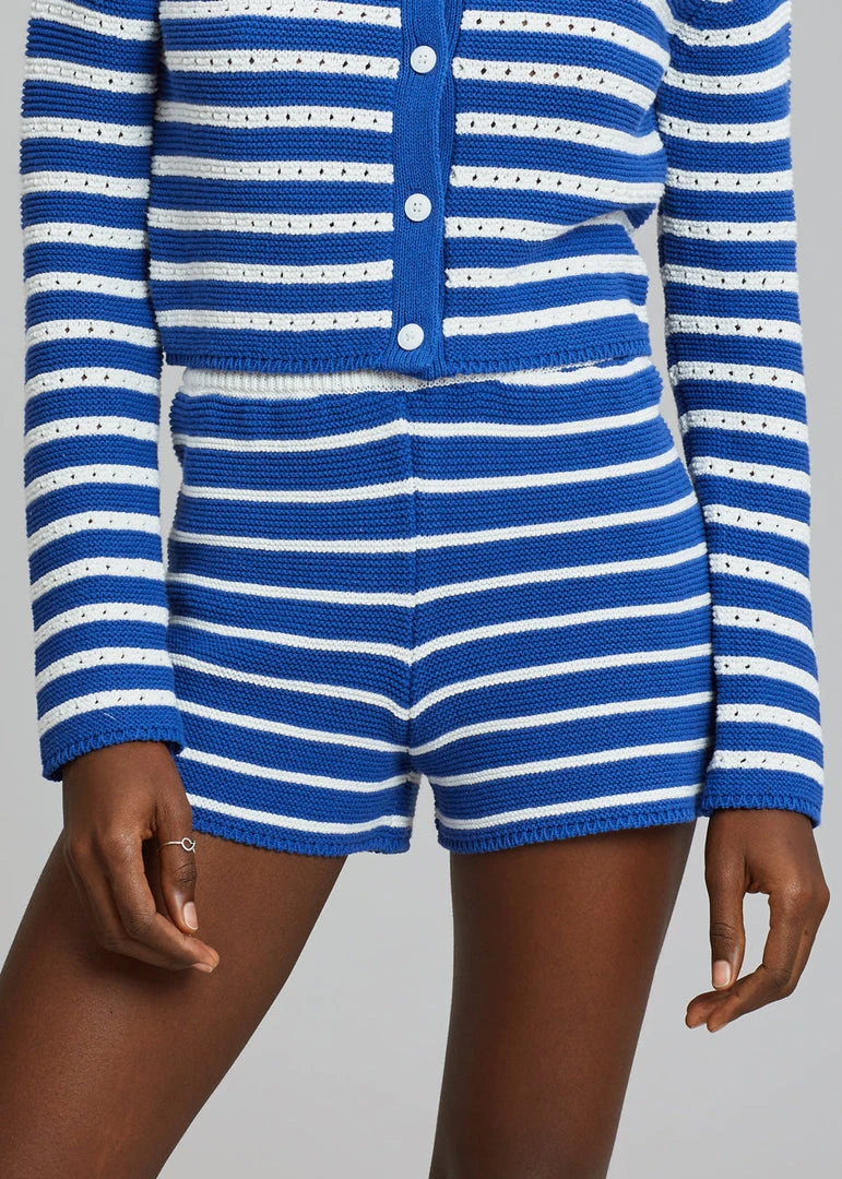 The Plan CLOTHING Aqua Knit Short - Navy Stripe 2 The Plan CLOTHING Aqua Knit Short - Navy Stripe