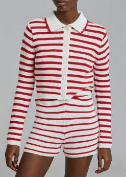 The Plan CLOTHING Aqua Knit Short - Red Stripe 17 The Plan CLOTHING Aqua Knit Short - Red Stripe