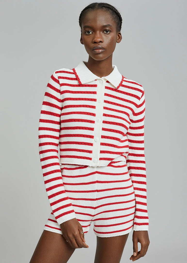 The Plan CLOTHING Aqua Knit Short - Red Stripe 6 The Plan CLOTHING Aqua Knit Short - Red Stripe