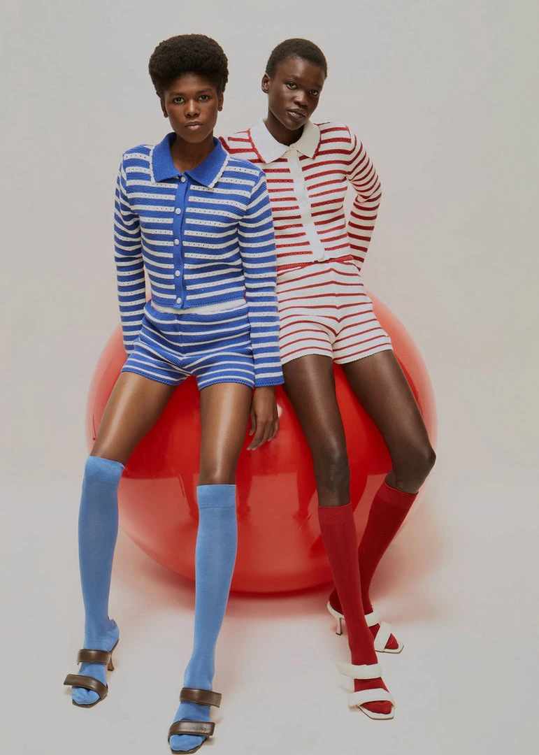 The Plan CLOTHING Aqua Knit Short - Red Stripe 12 The Plan CLOTHING Aqua Knit Short - Red Stripe