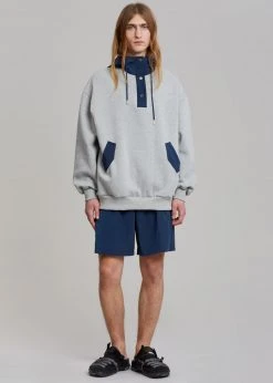 The Frankie Shop Men Arch Hoodie - Heather Grey/Navy