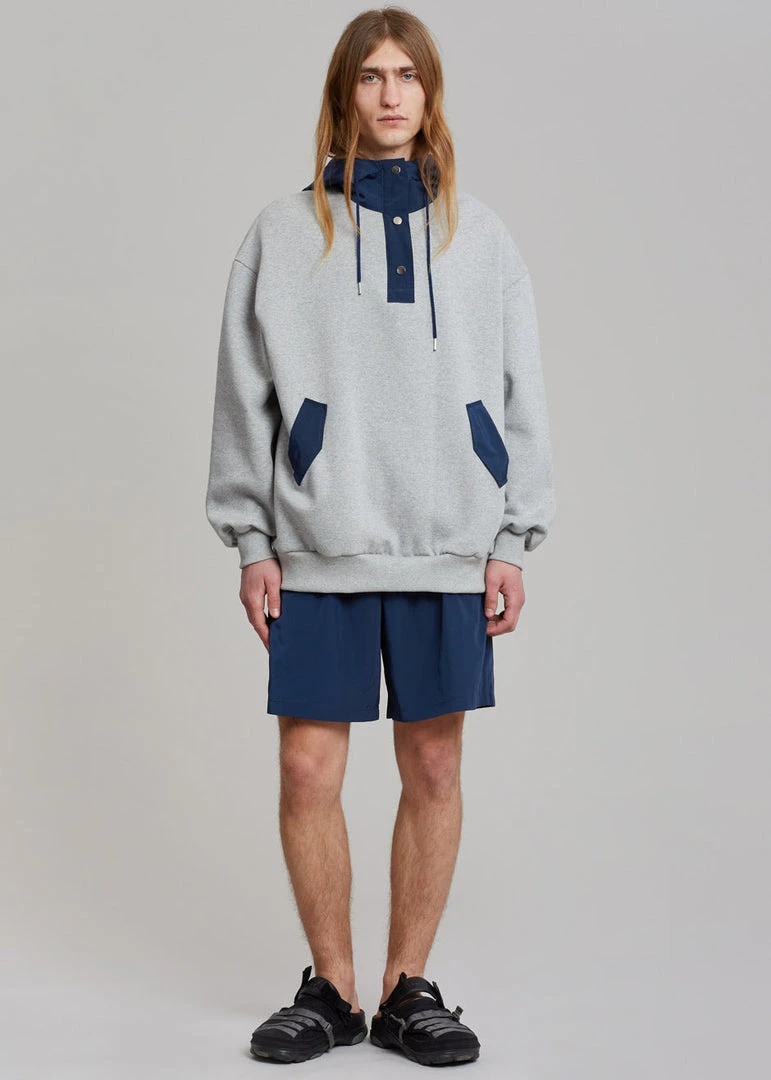 The Frankie Shop Men Arch Hoodie - Heather Grey/Navy 1 The Frankie Shop Men Arch Hoodie - Heather Grey/Navy