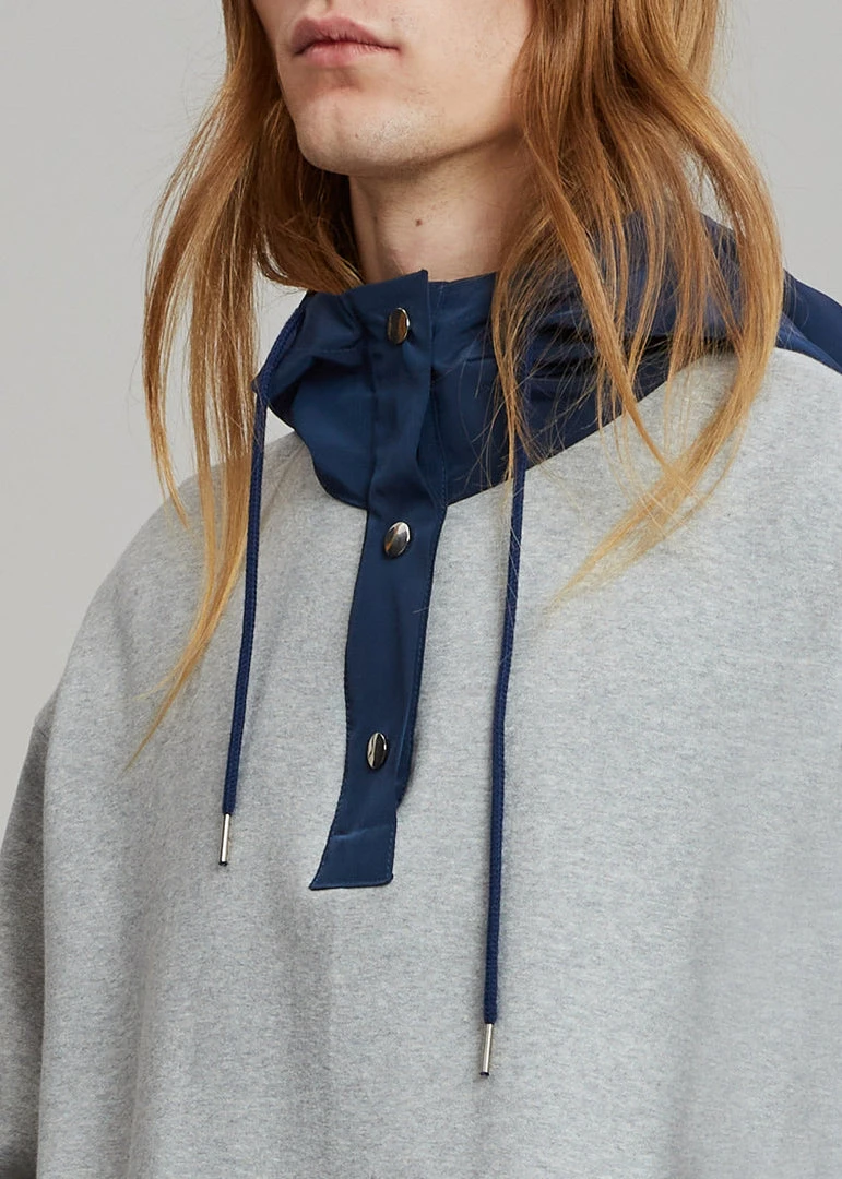 The Frankie Shop Men Arch Hoodie - Heather Grey/Navy 4 The Frankie Shop Men Arch Hoodie - Heather Grey/Navy