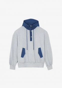 The Frankie Shop Men Arch Hoodie - Heather Grey/Navy 15 The Frankie Shop Men Arch Hoodie - Heather Grey/Navy