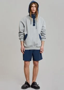 The Frankie Shop Men Arch Hoodie - Heather Grey/Navy 10 The Frankie Shop Men Arch Hoodie - Heather Grey/Navy