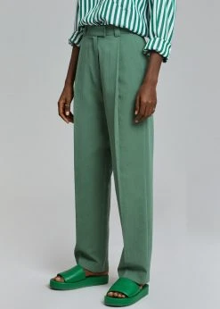 The Frankie Shop CLOTHING Atreides Pleated Pants - Forest Green