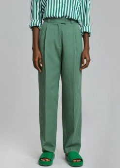 The Frankie Shop CLOTHING Atreides Pleated Pants - Forest Green
