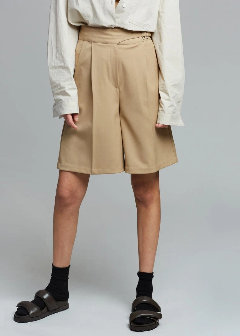 Mellor Aya Belted Suit Shorts - True Tan 2 Mellor Aya Belted Suit Shorts - True Tan