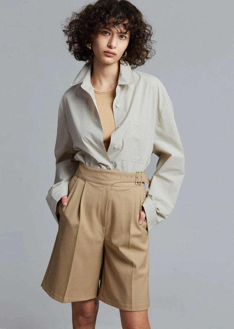 Mellor Aya Belted Suit Shorts - True Tan 4 Mellor Aya Belted Suit Shorts - True Tan