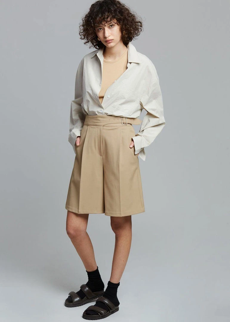 Mellor Aya Belted Suit Shorts - True Tan 3 Mellor Aya Belted Suit Shorts - True Tan