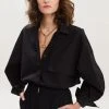 Eyeful Ingrid Balloon Sleeve Shirt - Black CLOTHING