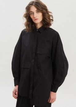Eyeful Ingrid Balloon Sleeve Shirt - Black CLOTHING