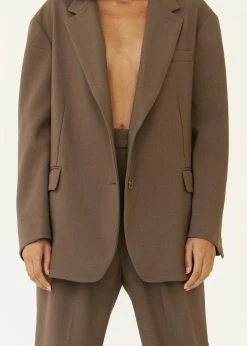 The Frankie Shop Bea Boxy Blazer - Chocolate CLOTHING