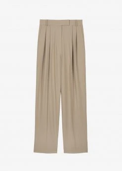 The Frankie Shop Bea Fluid Pinstripe Suit Pants - Camel CLOTHING