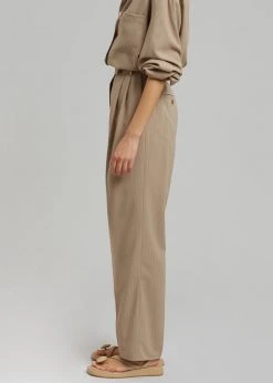 The Frankie Shop Bea Fluid Pinstripe Suit Pants - Camel CLOTHING