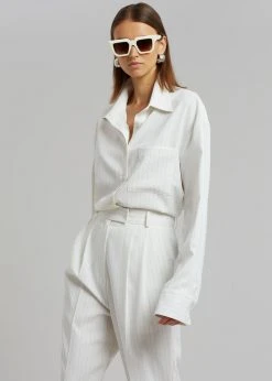 The Frankie Shop CLOTHING Bea Fluid Pinstripe Suit Pants - Off White