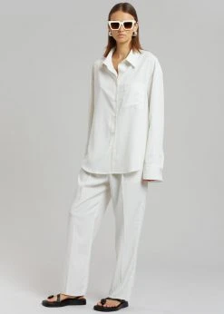 The Frankie Shop CLOTHING Bea Fluid Pinstripe Suit Pants - Off White