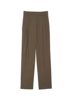 The Frankie Shop Bea Pleated Suit Pants - Chocolate