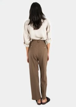 The Frankie Shop Bea Pleated Suit Pants - Chocolate