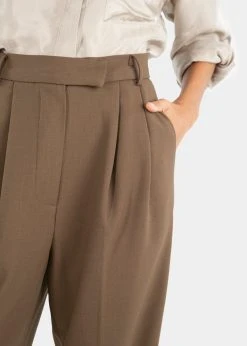 The Frankie Shop Bea Pleated Suit Pants - Chocolate