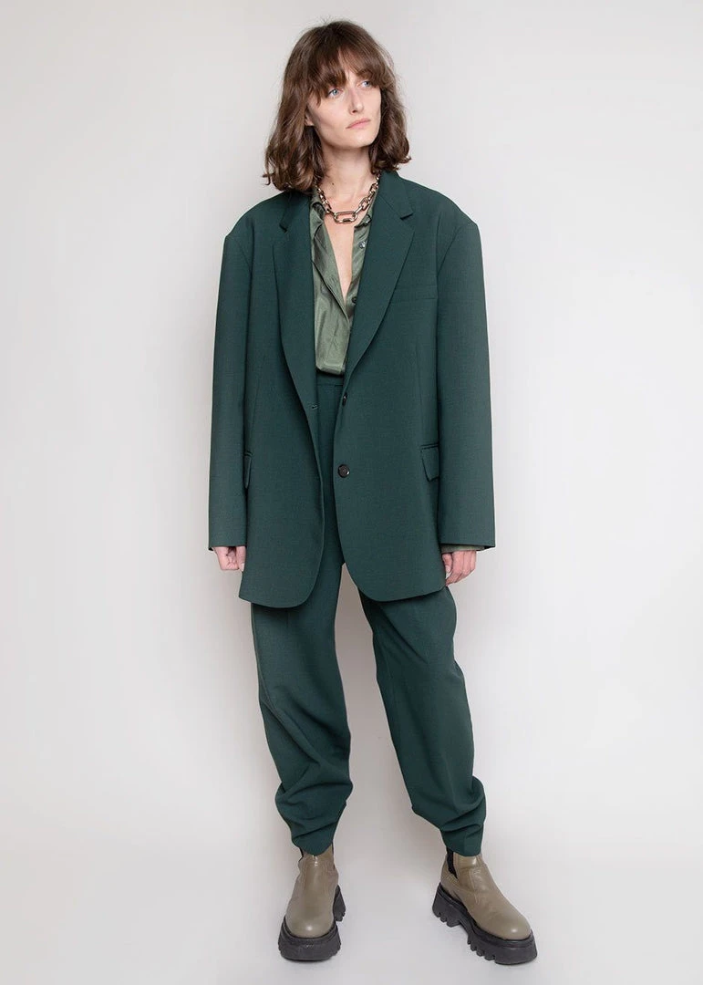 The Frankie Shop CLOTHING Bea Pleated Suit Pants - Forest Green 5 The Frankie Shop CLOTHING Bea Pleated Suit Pants - Forest Green