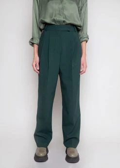 The Frankie Shop CLOTHING Bea Pleated Suit Pants - Forest Green