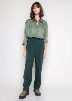 The Frankie Shop CLOTHING Bea Pleated Suit Pants - Forest Green